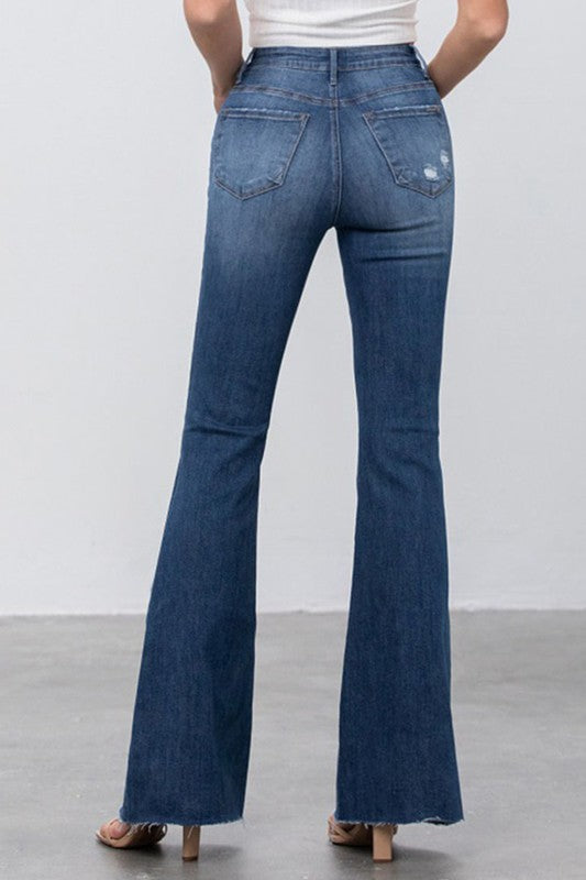 70's BabyMid Rise Dark Wash Flare Jeans