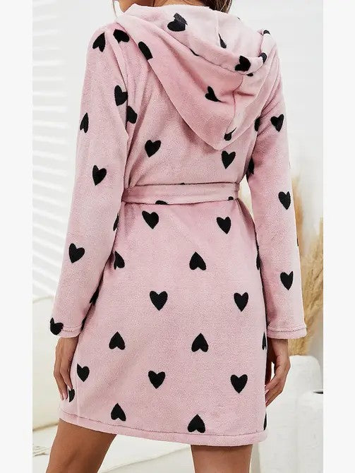 Heartbreaker Heart Pattern Bath Robe