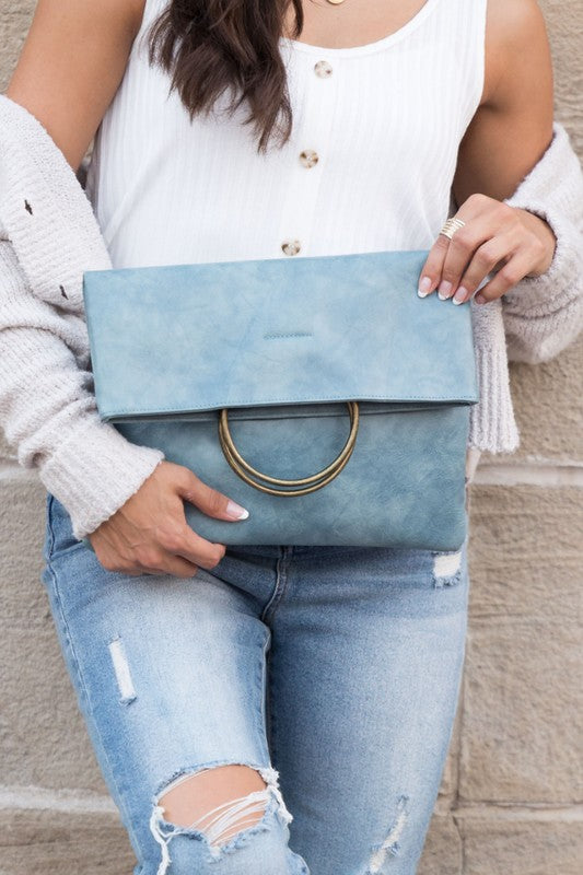 Lux Vegan Fold-over O-ring Clutch