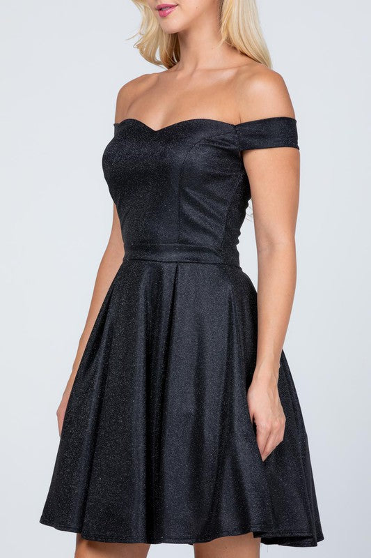 She's So Sweet Off the Shoulder Skater Dress