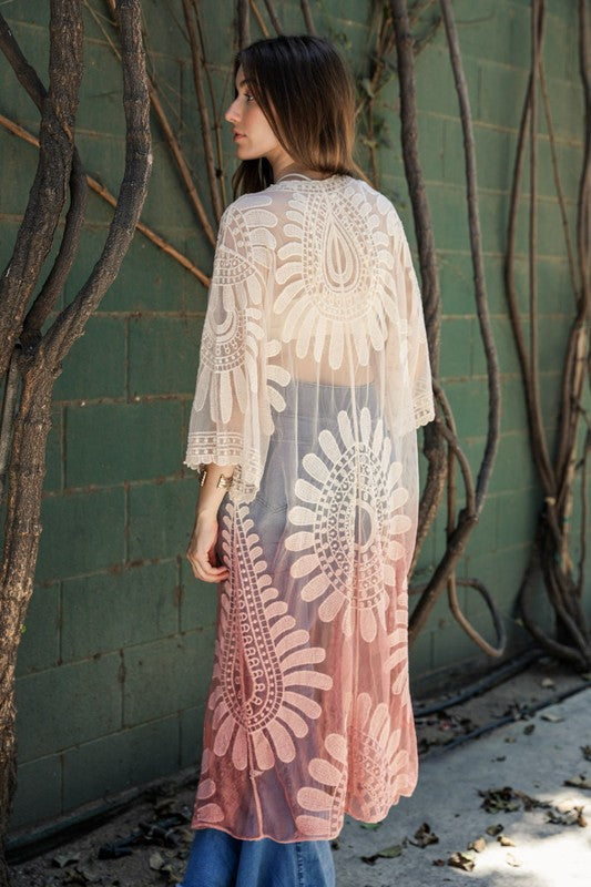 Sweet Sunset Ombre Bohemian Lace Kimono