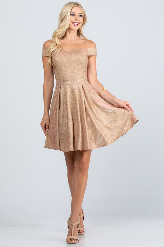 She's So Sweet Off the Shoulder Skater Dress