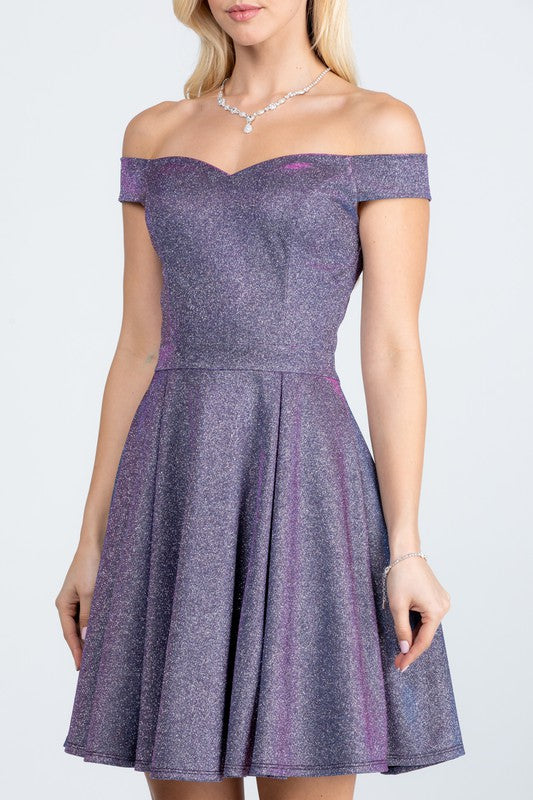 She's So Sweet Off the Shoulder Skater Dress