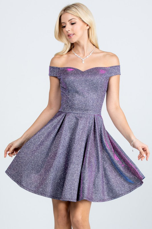 She's So Sweet Off the Shoulder Skater Dress