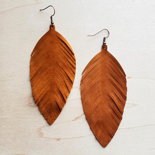 Birds of a Feather Tan Suede Earrings