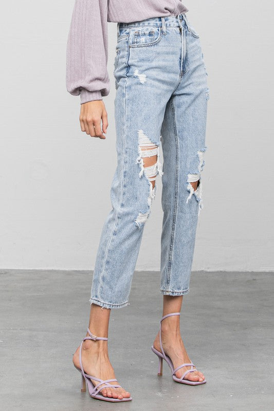 Don't Call Me Pretty High Rise Ripped Girlfriend Jeans