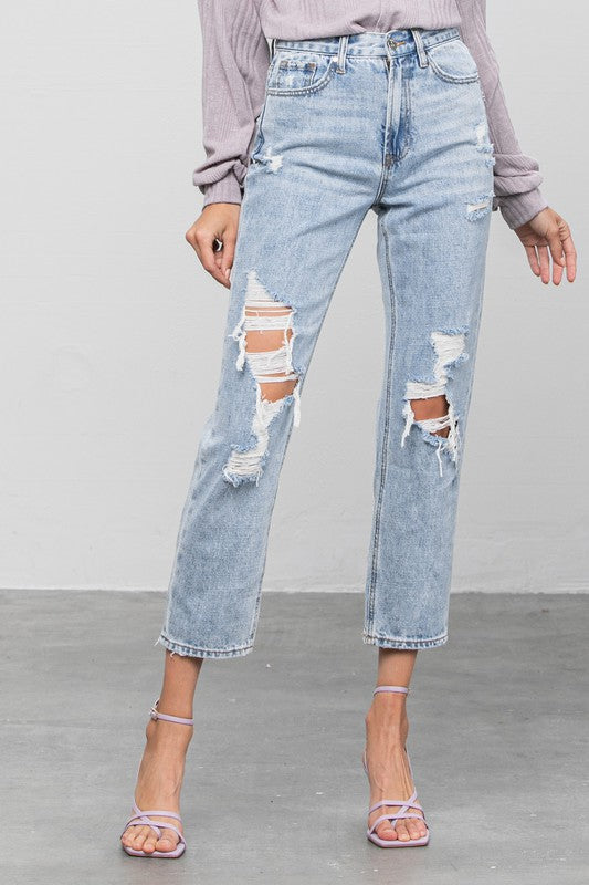 Don't Call Me Pretty High Rise Ripped Girlfriend Jeans