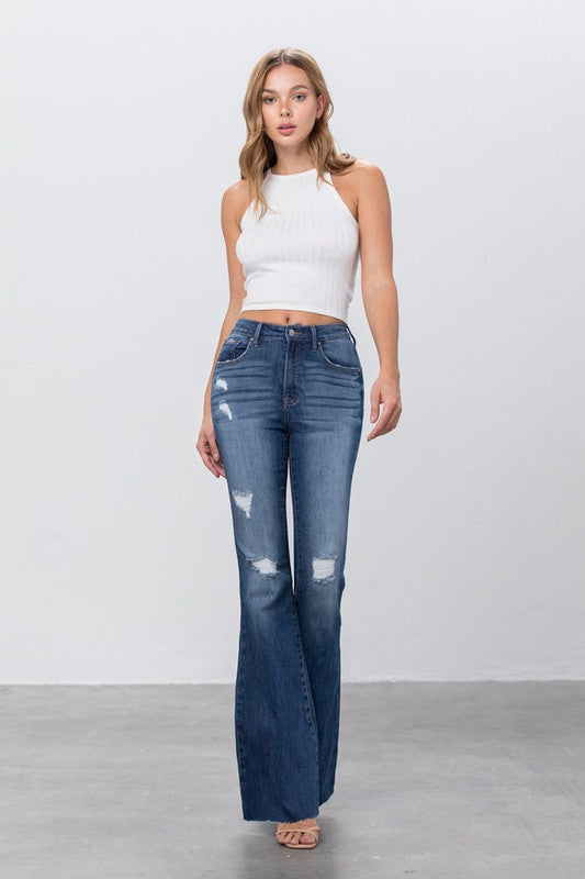 70's BabyMid Rise Dark Wash Flare Jeans