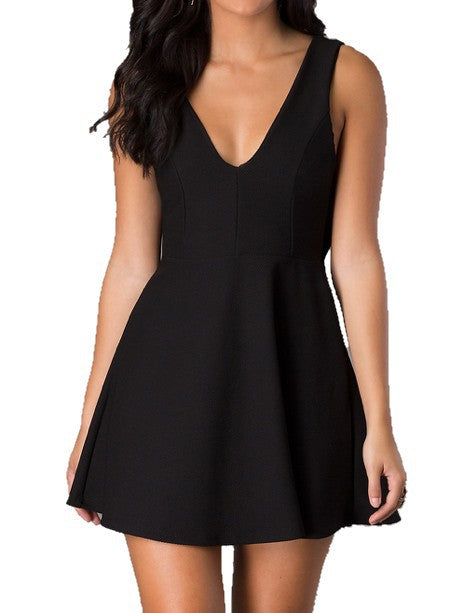 Classic and Cute V-Neck Sleeveless A-Line Dress