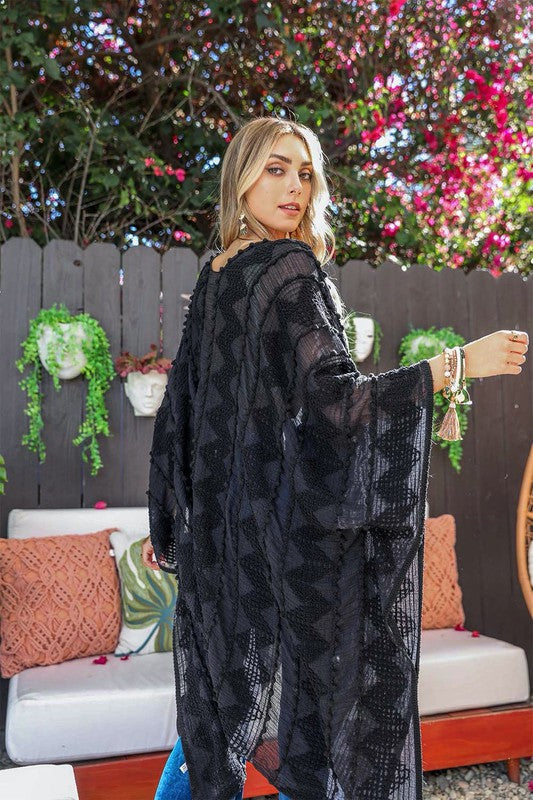 Embroidered Zig Zag Soft Kimono