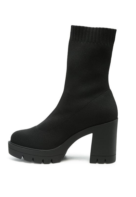 Zinnia Knit Classic Block Heel Boots