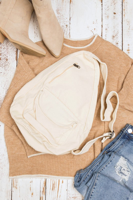 Adventure Meets Cozy Oversized Canvas Sling Bag