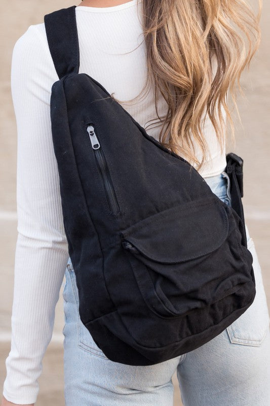 Adventure Meets Cozy Oversized Canvas Sling Bag