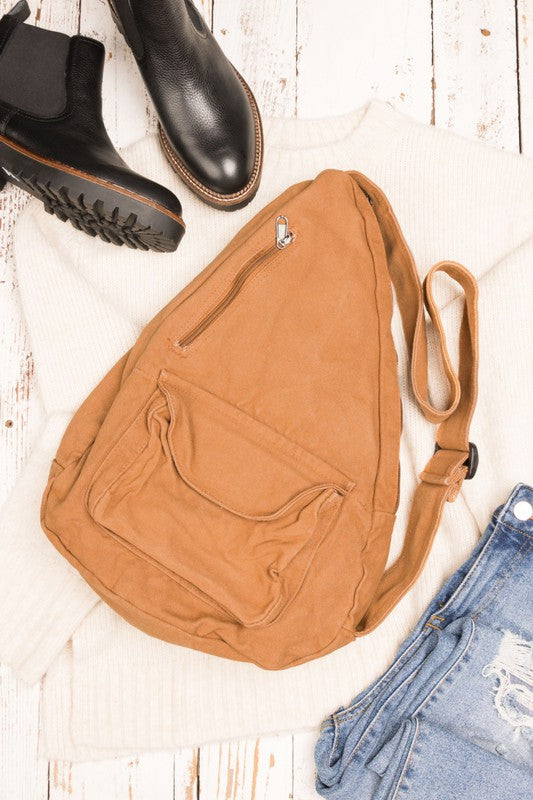 Adventure Meets Cozy Oversized Canvas Sling Bag