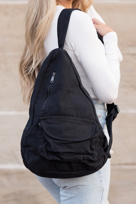 Adventure Meets Cozy Oversized Canvas Sling Bag