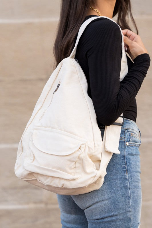 Adventure Meets Cozy Oversized Canvas Sling Bag