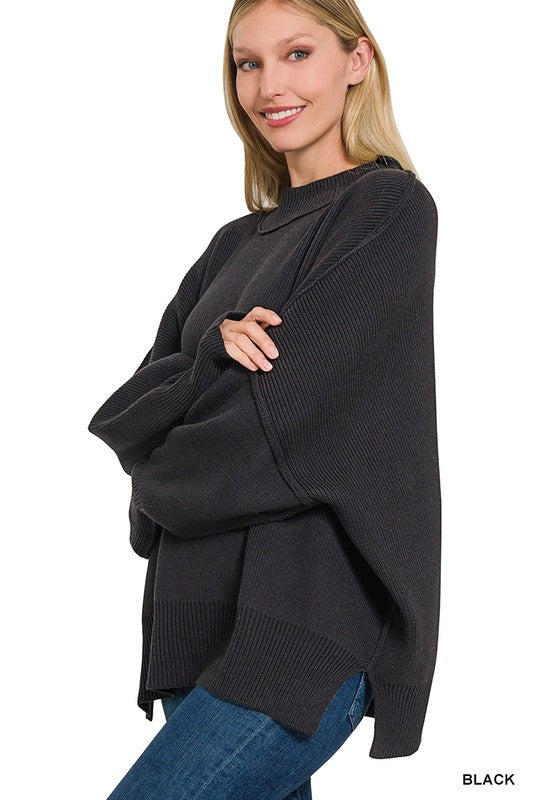 Cozy Side Slit Oversized Sweater