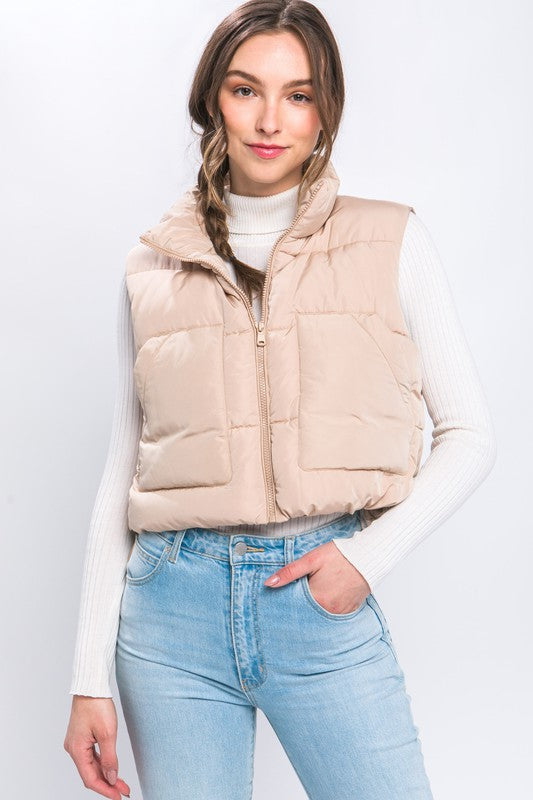 Marshmallow Dreams Puffer Vest with Pockets