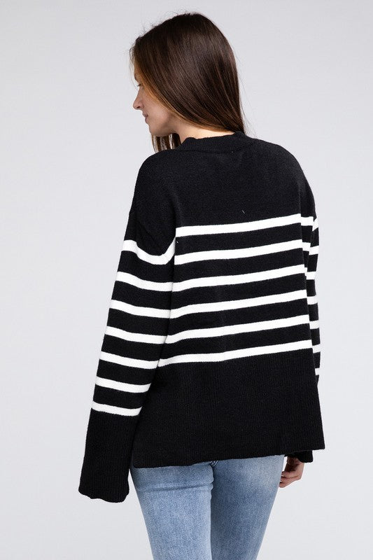 Hey Pumpkin Ribbed Hem Stripe Sweater