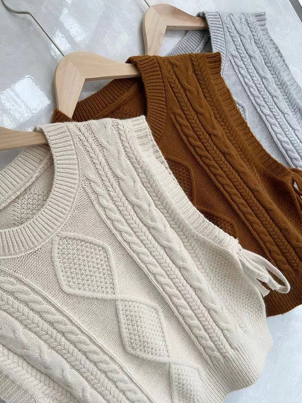 Bookish Beauty Cropped Cable Knit Vest