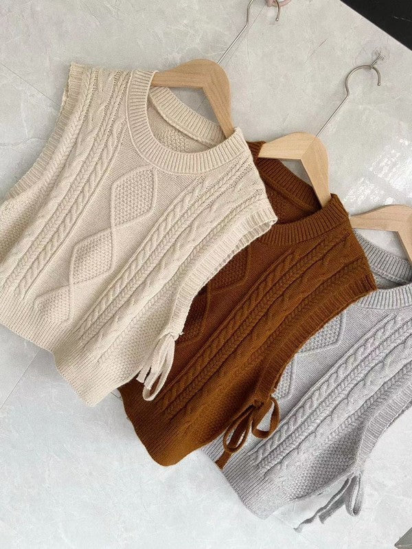 Bookish Beauty Cropped Cable Knit Vest