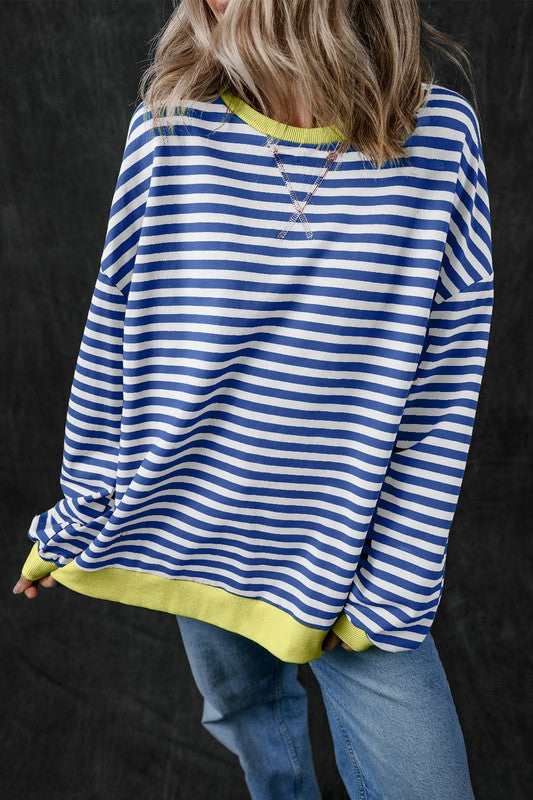 80's Babe Neon Stripe Contrast Oversized Sweatshirt