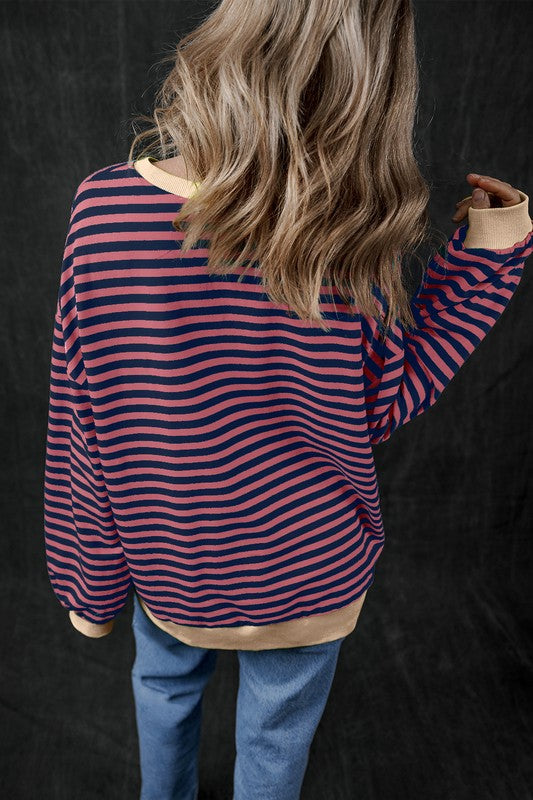 80's Babe Neon Stripe Contrast Oversized Sweatshirt