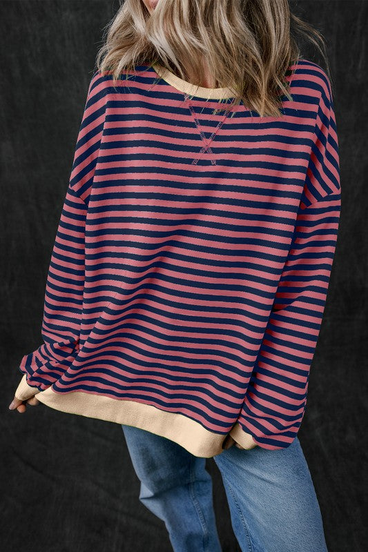 80's Babe Neon Stripe Contrast Oversized Sweatshirt