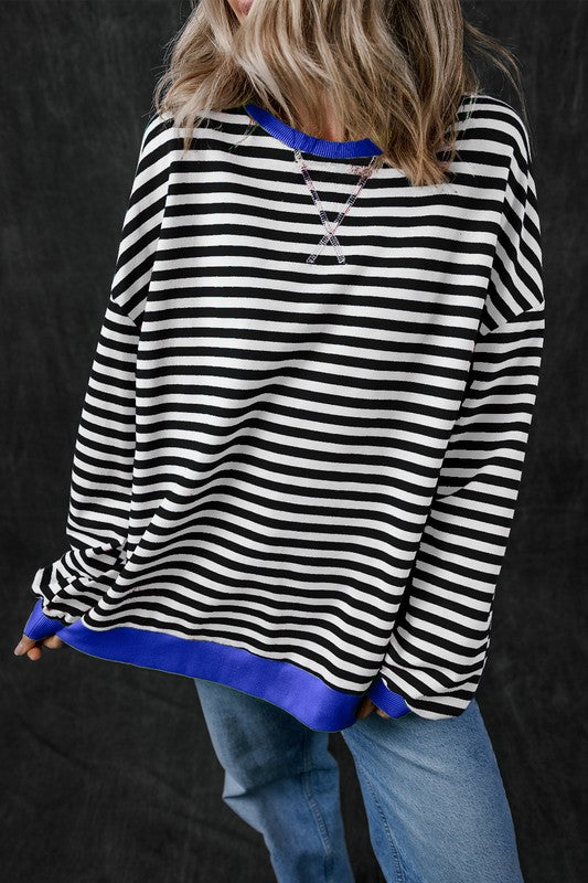 80's Babe Neon Stripe Contrast Oversized Sweatshirt