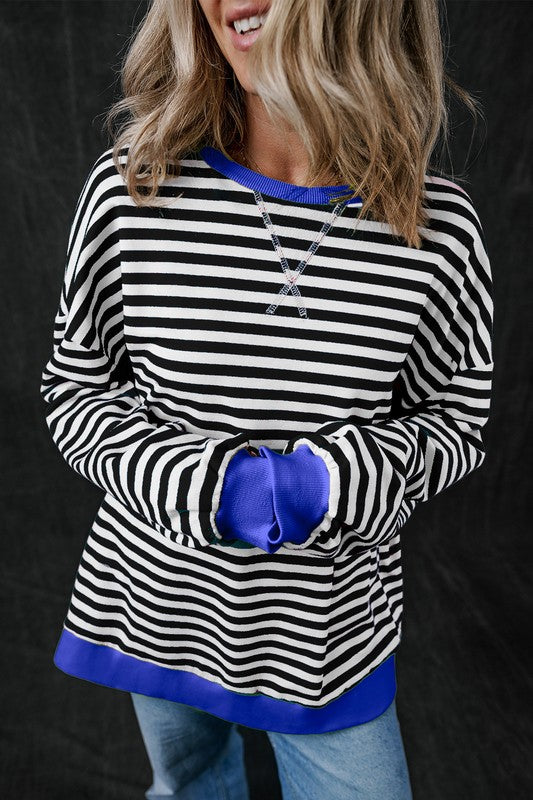 80's Babe Neon Stripe Contrast Oversized Sweatshirt