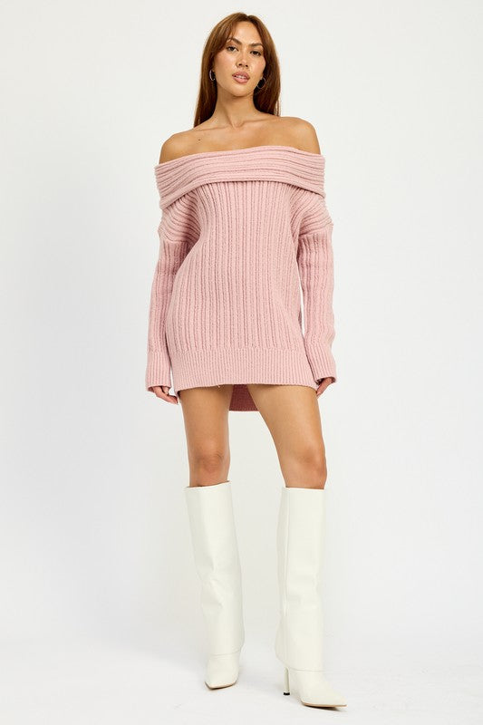 Cozy Cutie Off Shoulder Ribbed Knit Sweater