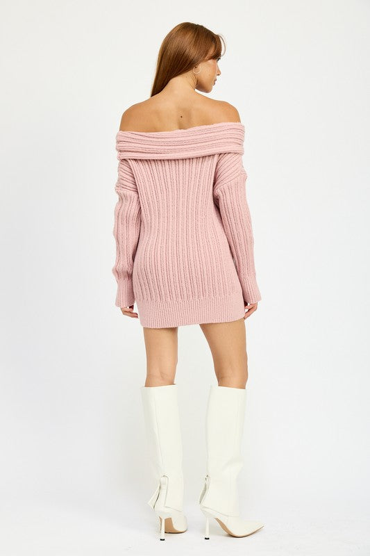 Cozy Cutie Off Shoulder Ribbed Knit Sweater