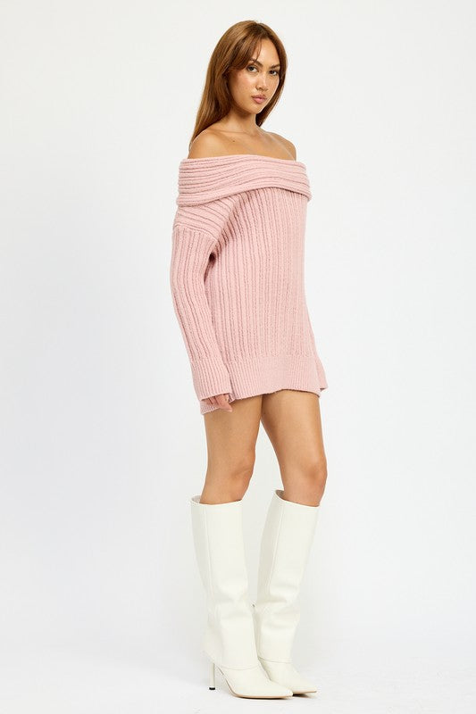 Cozy Cutie Off Shoulder Ribbed Knit Sweater