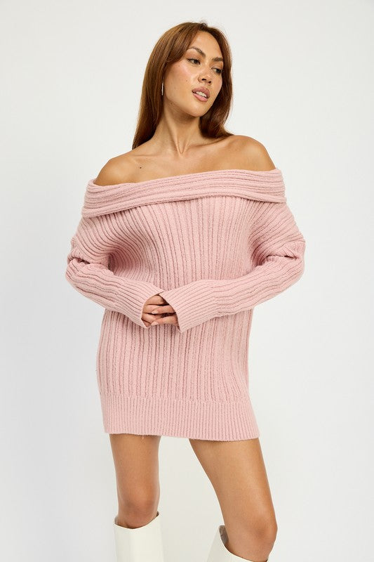 Cozy Cutie Off Shoulder Ribbed Knit Sweater