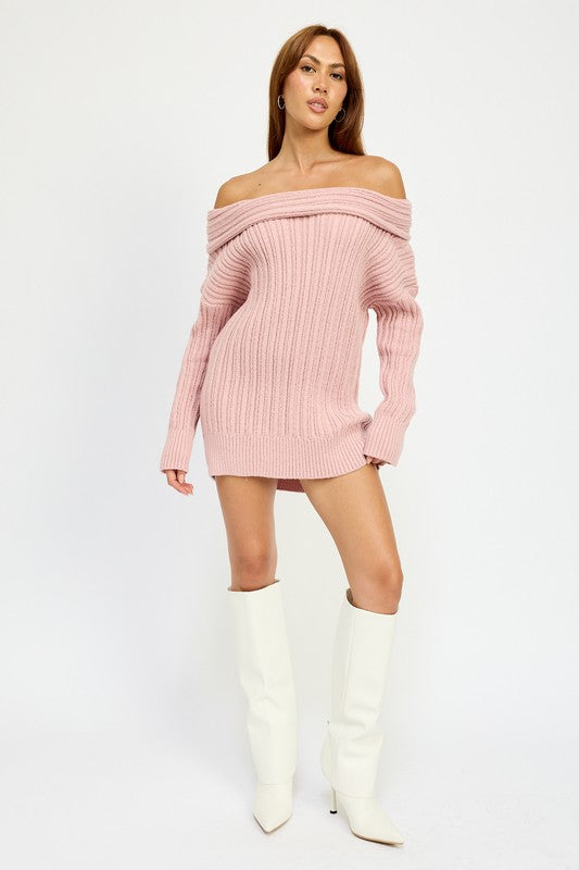 Cozy Cutie Off Shoulder Ribbed Knit Sweater