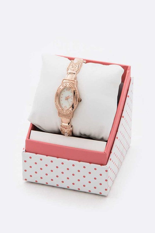 Elegant Rose Gold Victorian Vintage Inspired Bangle Watch