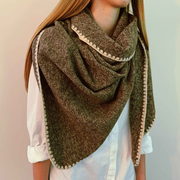 Preciously Stitched Cozy Triangle Shawl Scarf