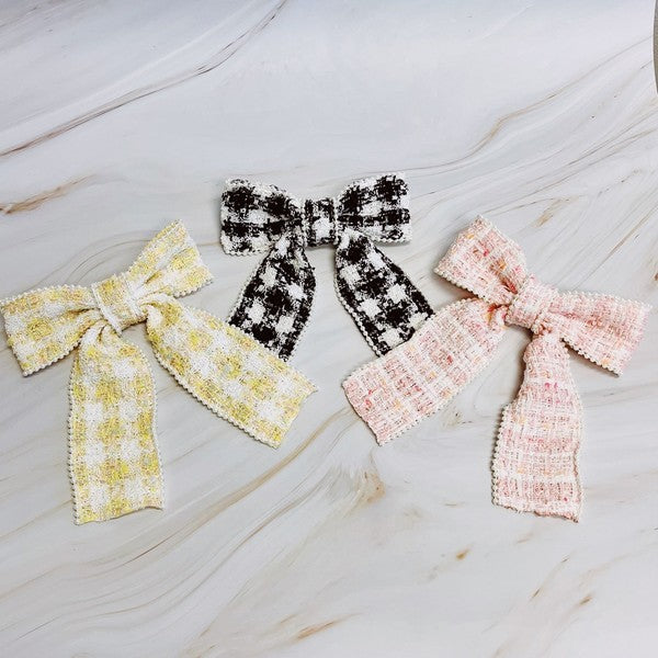 Soft and Sweet Tweed Bow Hair Clip