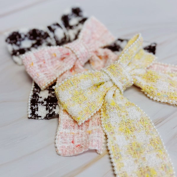 Soft and Sweet Tweed Bow Hair Clip