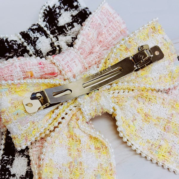 Soft and Sweet Tweed Bow Hair Clip