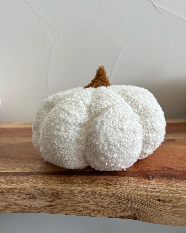 Falling Leaves Cozy Pumpkin Boucle Pillow