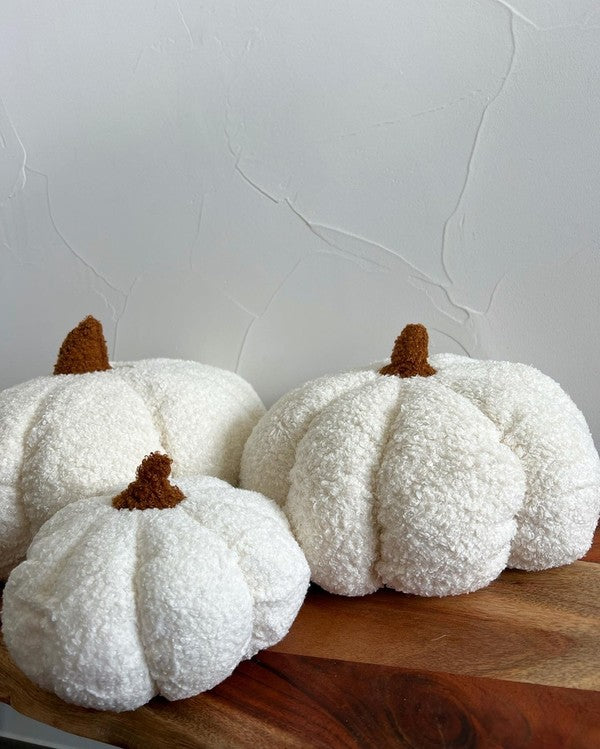 Falling Leaves Cozy Pumpkin Boucle Pillow