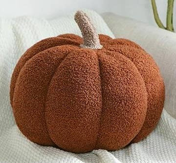 Falling Leaves Cozy Pumpkin Boucle Pillow