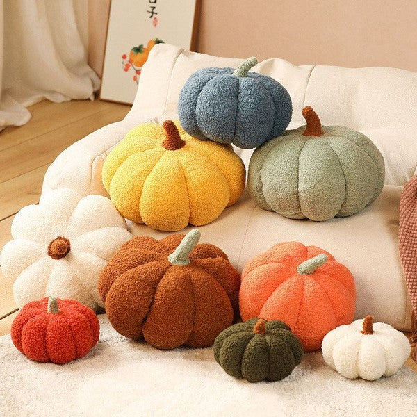 Falling Leaves Cozy Pumpkin Boucle Pillow