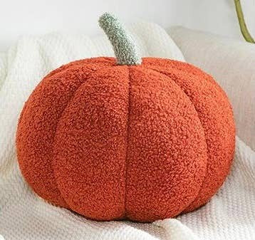 Falling Leaves Cozy Pumpkin Boucle Pillow