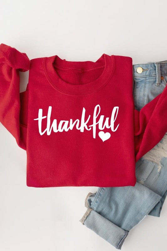 Thankful Heart Graphic Fleece Sweatshirt