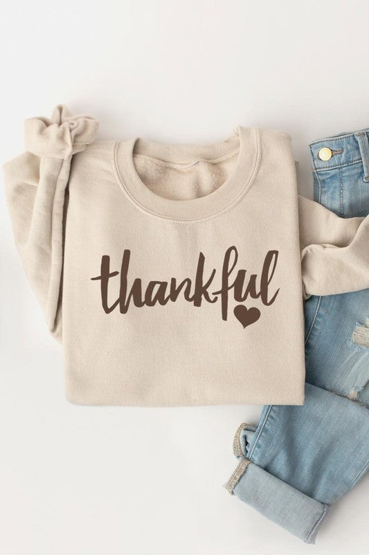 Thankful Heart Graphic Fleece Sweatshirt