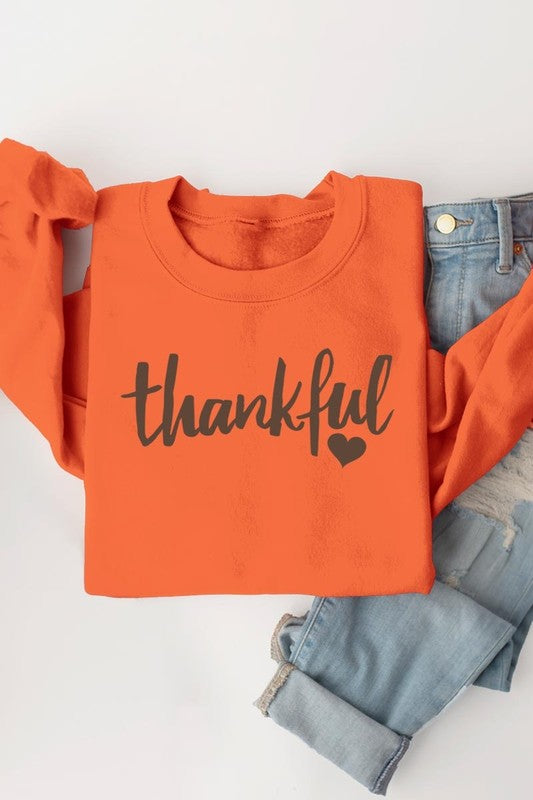 Thankful Heart Graphic Fleece Sweatshirt