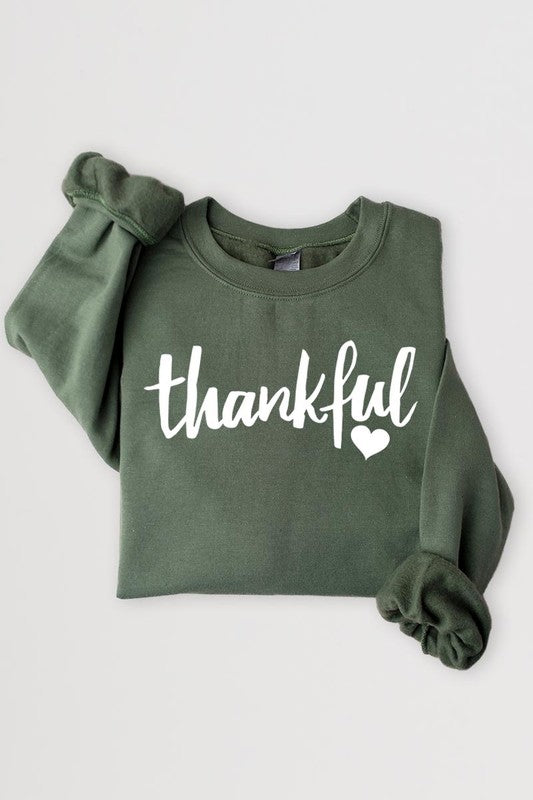 Thankful Heart Graphic Fleece Sweatshirt