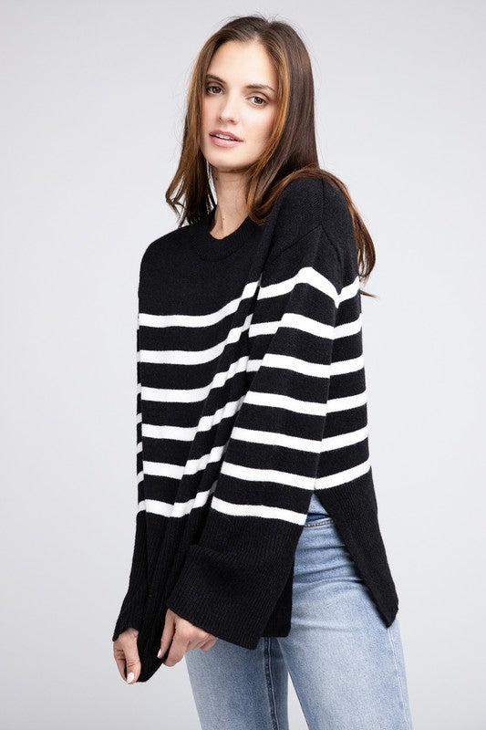 Hey Pumpkin Ribbed Hem Stripe Sweater